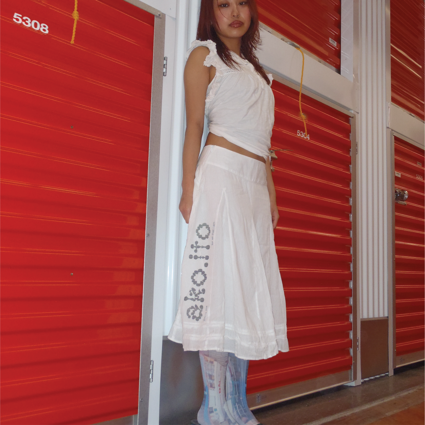 Logo White Midi Skirt