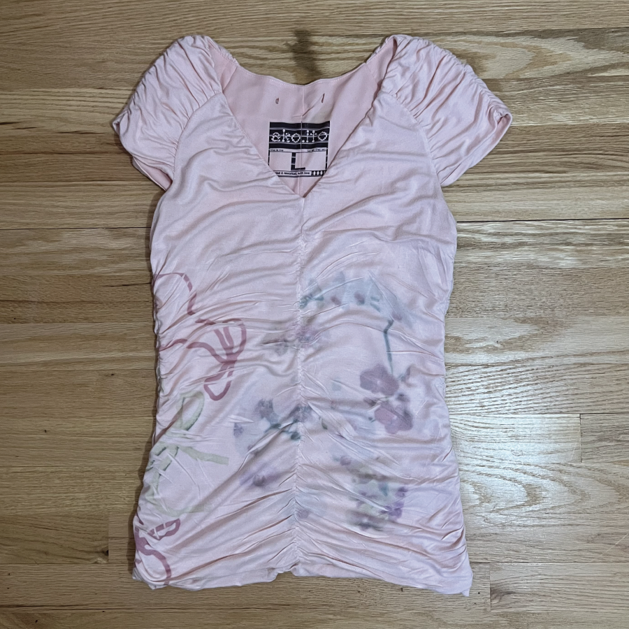 Orchids & Bows Ruched Short Sleeve