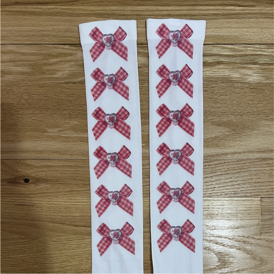 Gingham Girly Bow Knee Highs
