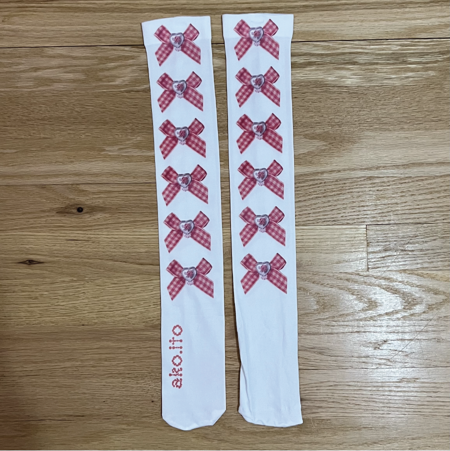 Gingham Girly Bow Knee Highs